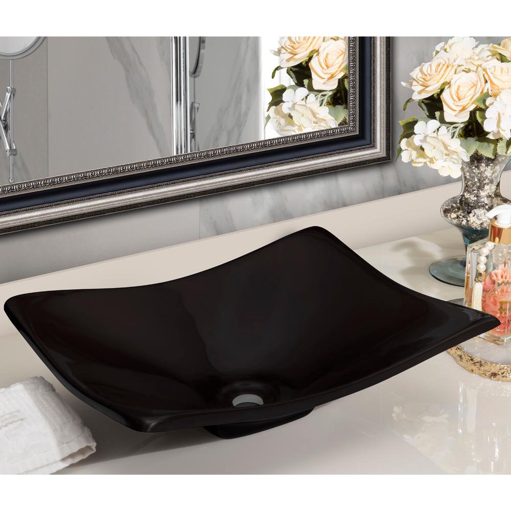 Cuba Pia para Banheiro Retangular Côncava Preta em Oferta na Shopee