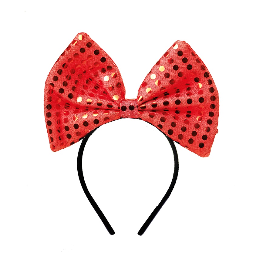 Fantasia Carnaval - Tiara Laço - Paetê Vermelho - M - 01 UN - Cromus - Rizzo em Oferta na Shopee