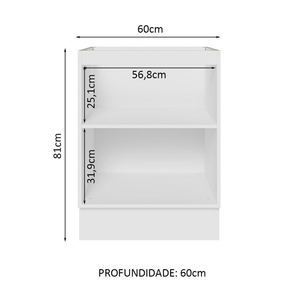 Detalhes do Balcão Madesa Lux 60 cm 1 Porta - Branco/Cinza