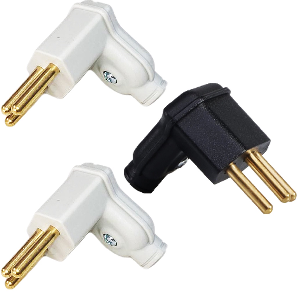 2 Plug Macho Branco + Plugue Preto 3 Pinos 10a 90 Graus Margirius em Oferta na Shopee