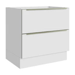 Balcão Madesa Lux 80 cm 2 Gavetas (Sem Tampo) - Branco/Branco Veludo