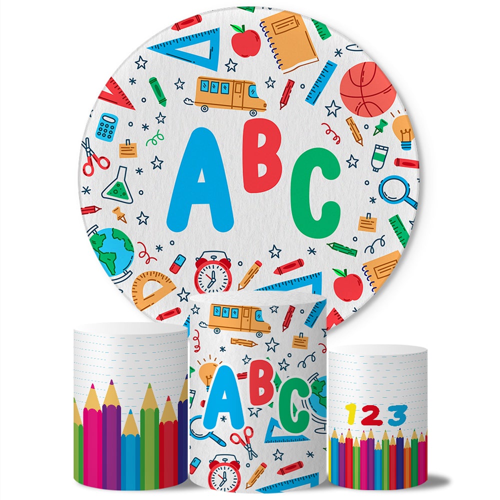 Trio Capas Cilindros + Painel Tema ABC Veste Fácil C/elástico