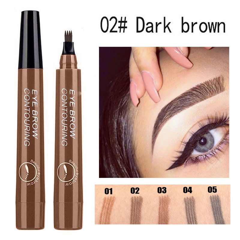 5 Cores Caneta Para Tatuagem De Sobrancelha À Prova D'água 4 Pontas Sobrancelhas Lápis Líquido De Longa Duração Natural