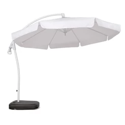 Ombrelone Suspenso Búzios Giratório 360° 3m Branco + Base em ABS 50 Litros Preta 891001 BEL