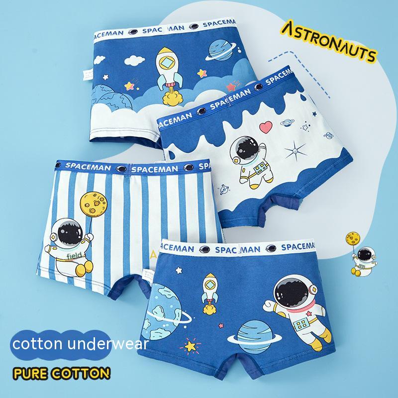 Cuecas Boxer infantis de algodão puro, 4 peças, cuecas Boxer para meninos, Shorts de bebê, roupa íntima de estudante em Oferta na Shopee