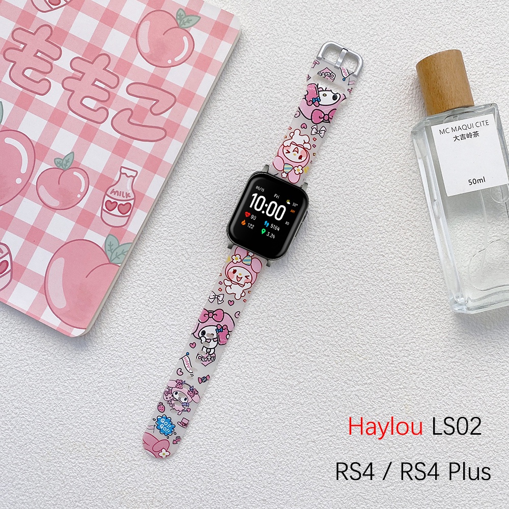 Pulseira De Relógio De Silicone Padrão Transparente Para Haylou Smart Watch 2 LS02 RS4 RS4 Plus Smartwatch Inteligente