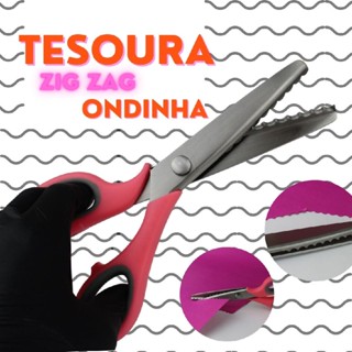 Tesoura Rosa Corte Zig Zag Ondinhas 8,5
