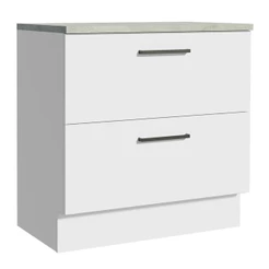 Balcão Armário de Cozinha 80 cm 2 Gavetas Branco Agata Madesa
