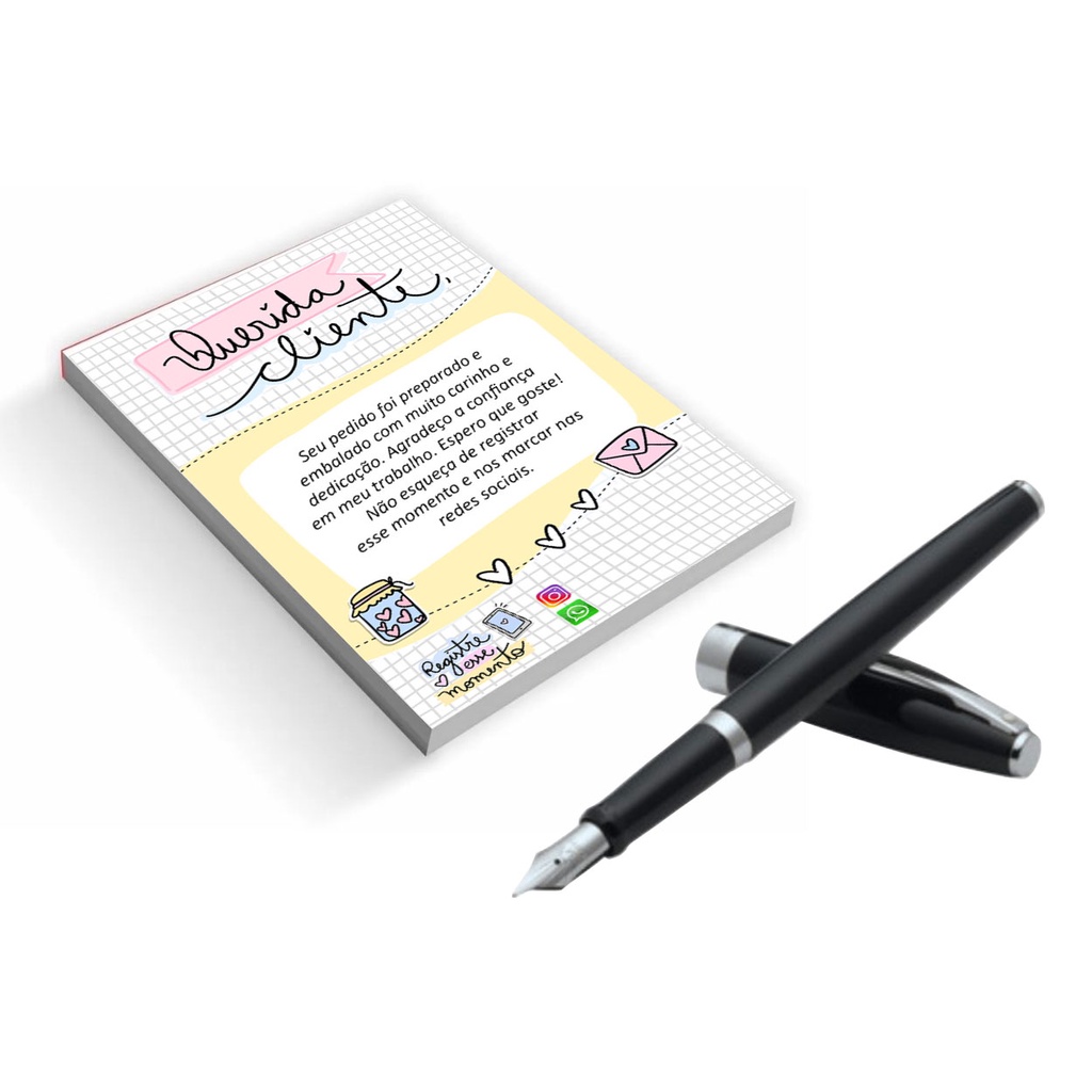 1 Bloquinho 50 Folhas Bloco talão agradecimento cliente