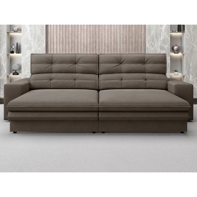 Sofá Pegasus 2,00m Assento Retrátil e Reclinável Velosuede Marrom - NETSOFAS - Home & Living