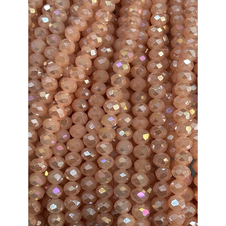 Fio Cristal Salmao extra brilho leitoso 8mm multifacetado
