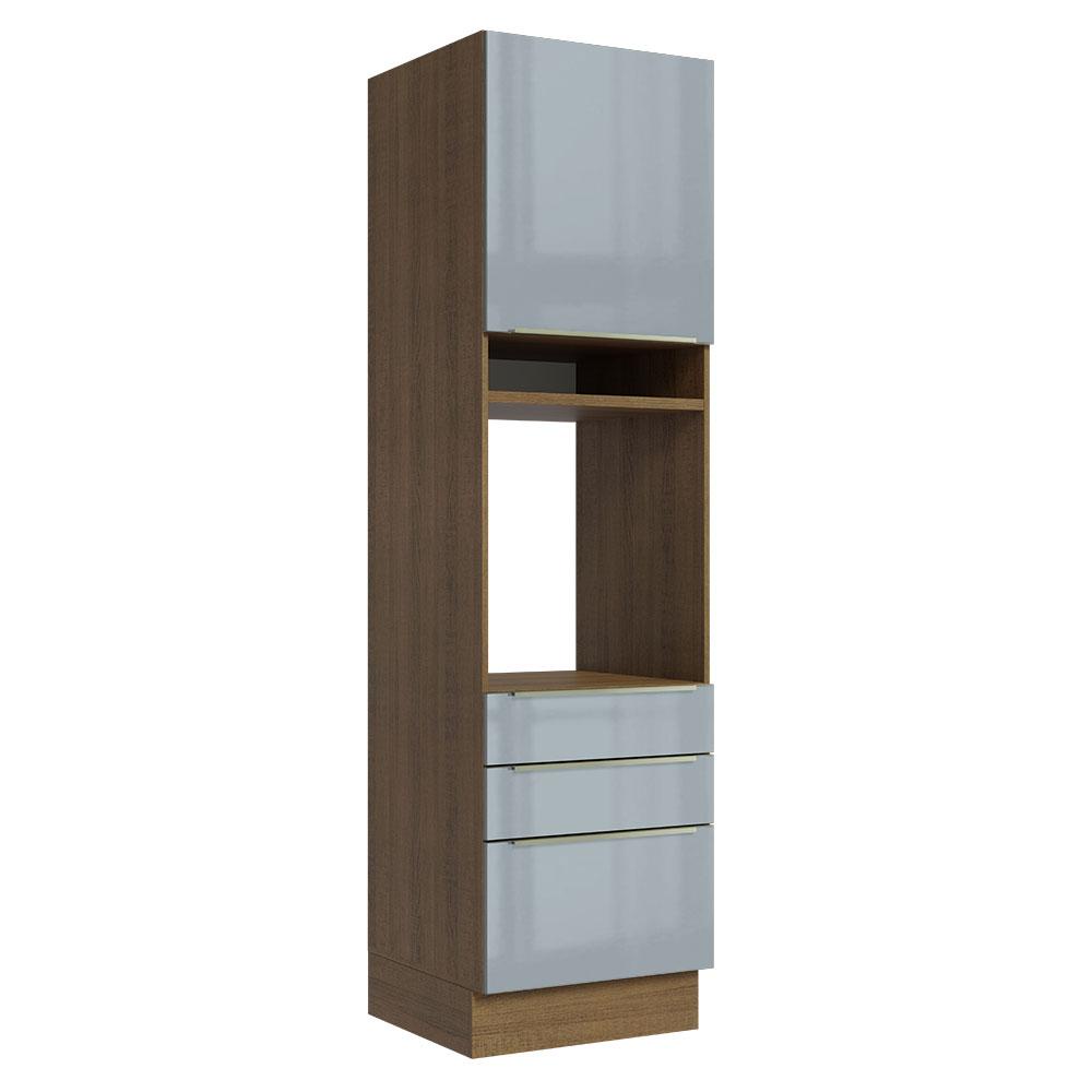 Torre Quente Madesa Lux 60 cm 1 Porta 3 Gavetas - Rustic/Cinza