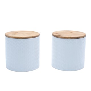 Kit 2 potes dolomita com tampa de bambu zig zag 900ml - Oikos