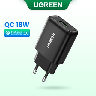 （With Type C Cable）UGREEN 18W USB QC 3.0 Quick Charger Fast Wall Brick Adapter Compatible with S20/S10