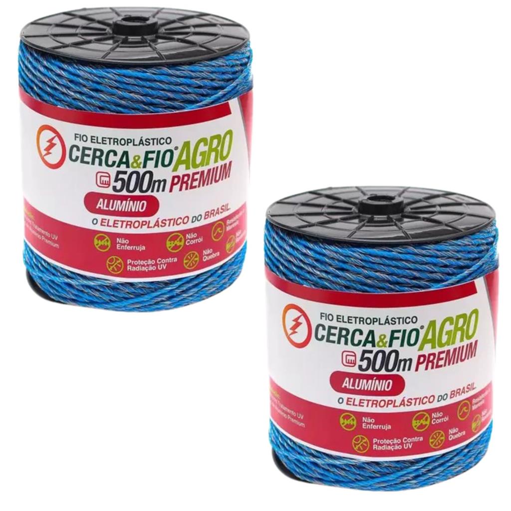 Kit 2 Fio Cerca  Eletroplastico Aluminio 09x06 500m-Igecast