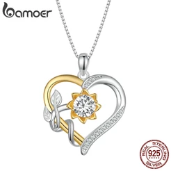 Bamoer Prata Esterlina 925 Simples Amor Moissanite Colar Fashion Joalheria Adequado Para Presentes