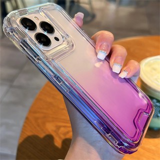 Proteção Anti-Impacto Iphone 14 Pro Max 14 Plus 13 12 Gradiente Cor Transparente Airbag 2 Em 1 Capa Protetora Totalmente Fechada