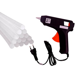 Pistola De Cola Quente Pequena Bivolt + 10 Bastões De Cola Quente Fino em Oferta na Shopee