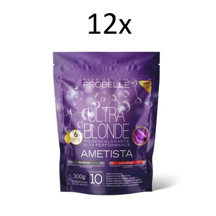 Kit 12 un. pó descolorante Ametista Dust Free Probelle 300G