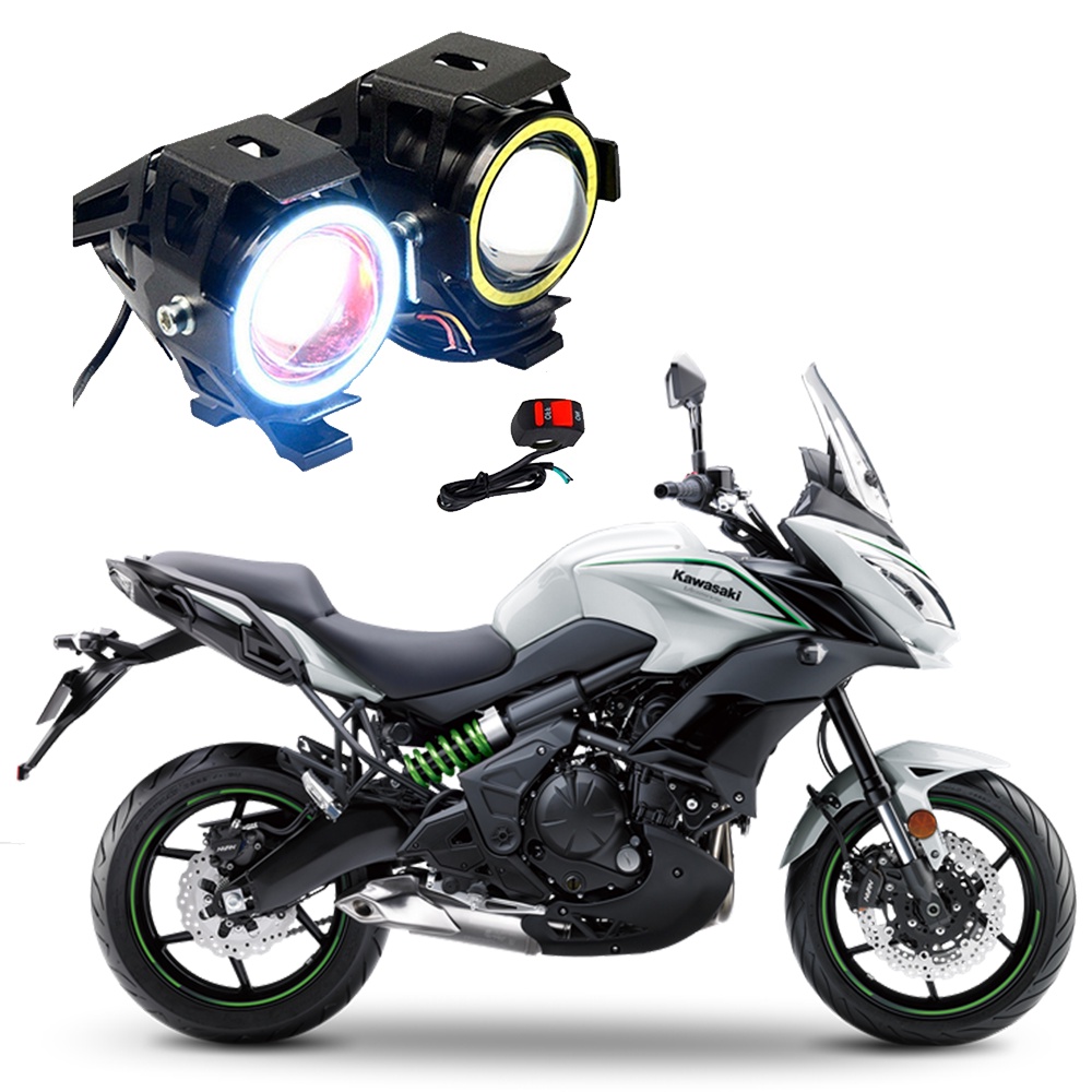 Par Farol de Milha Angel Eye U7 para Moto Kawasaki Versys 650CC 2010 2011 2012 2013 2014 2015 até 2022