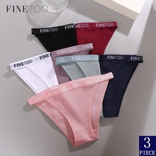 FINETOO 3Pcs/Conjunto Calcinha Feminina De Algodão Confortável Cueca Waffle Briefs Letra Cinto Lingerie