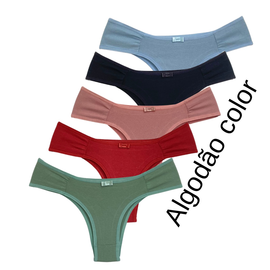 Calcinha algodão COLOR REF202C Kit calsinha feminina em Oferta na Shopee