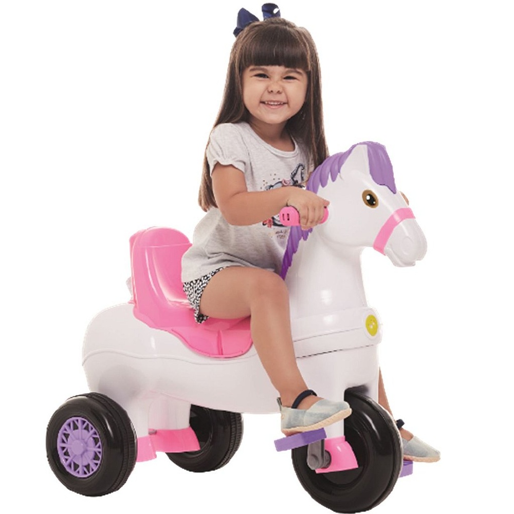 Carrinho de Passeio e Pedal Calesita Potó Cavalinho Rosa em Oferta na Shopee