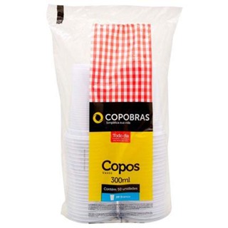 Conjunto 50 Copos Descartáveis 300ml Copobras Branco