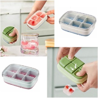 Forma de Gelo Silicone com Tampa 6 Divisórias Freezer