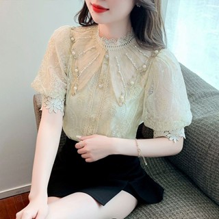 Verão Novo Estilo Renda Chiffon Bottoming Camisa Moda Design Nicho Top Super Fada Senhoras