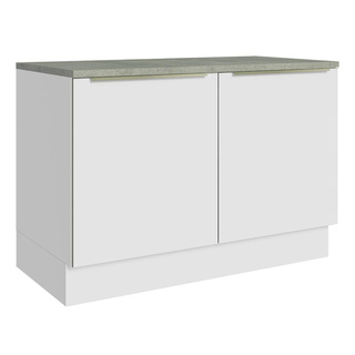 Balcão de Pia 120 cm 2 Portas Branco/Branco Veludo Lux Madesa em Oferta na Shopee