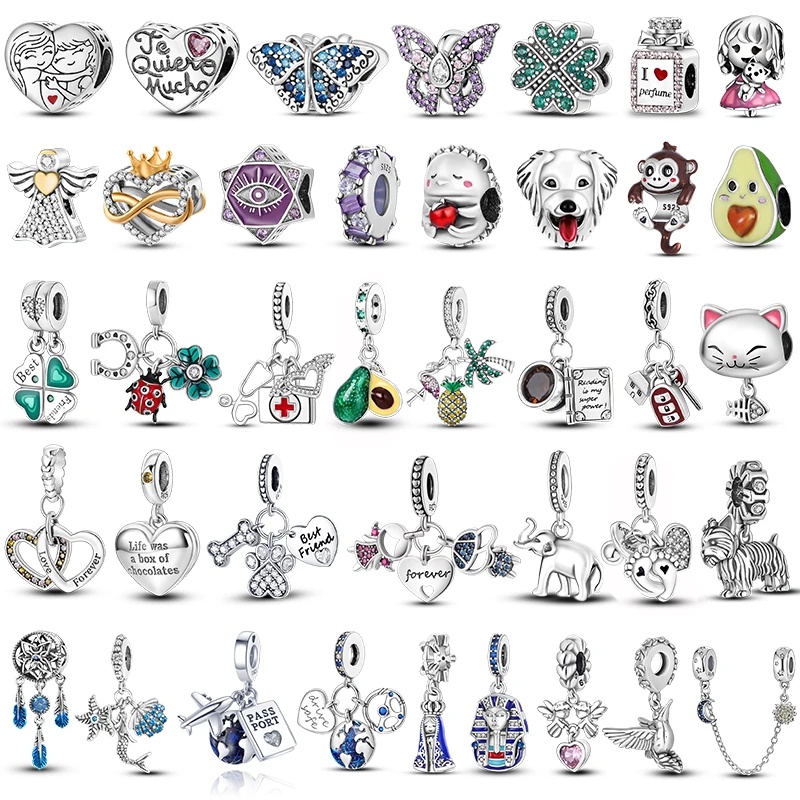 2023 Novo 2023 925 Sterling Silver Charms Cat Dog Bead DIY Para Pingente Original Joia Mulheres
