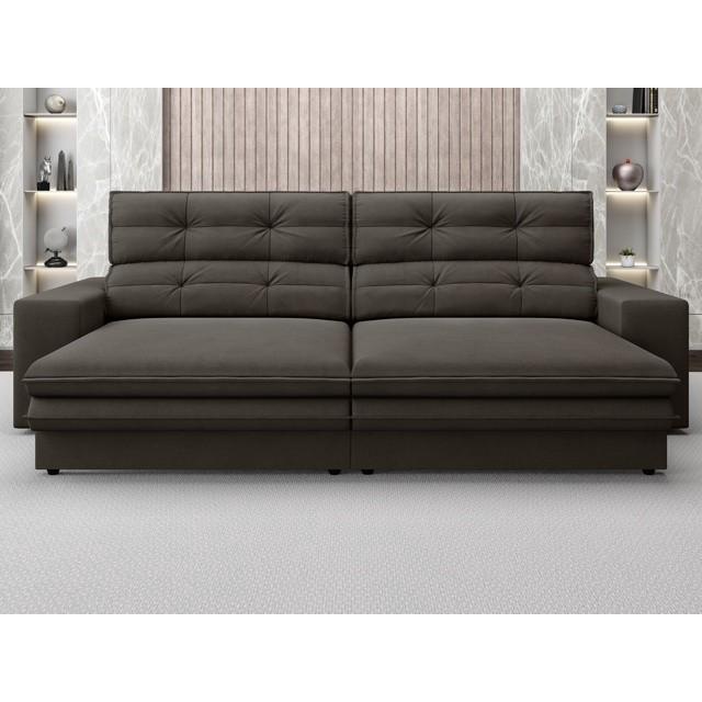 Sofá Pegasus 2,00m Assento Retrátil e Reclinável Velosuede Chocolate - NETSOFAS