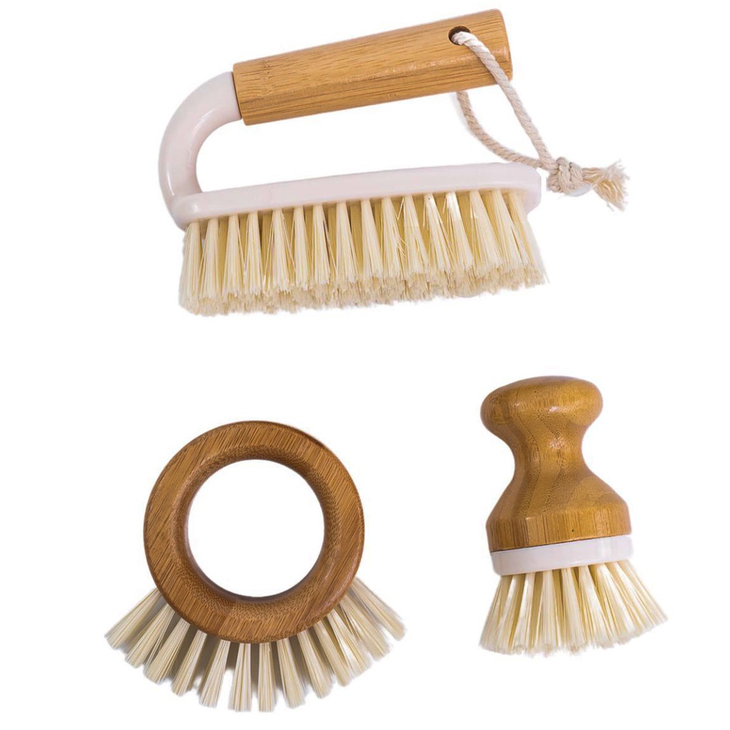 Kit escova de frutas e escova de limpeza off-white 3 pçs - Oikos em Oferta na Shopee