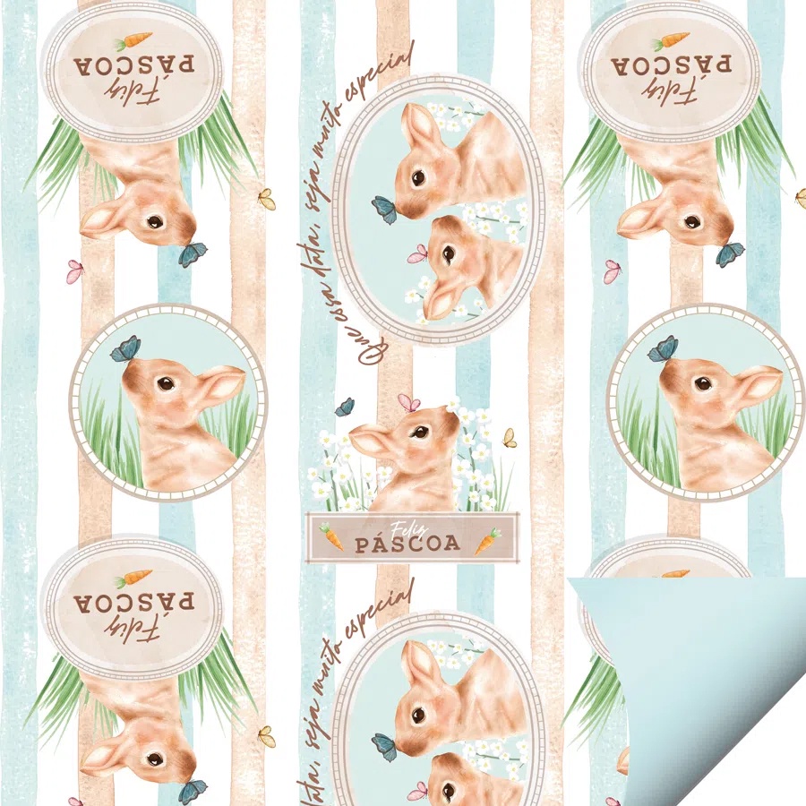 Folha para Ovos de Páscoa Pascoa Double Face Charles Azul 69 x 89 cm - 5 unid- Cromus Páscoa - Rizzo