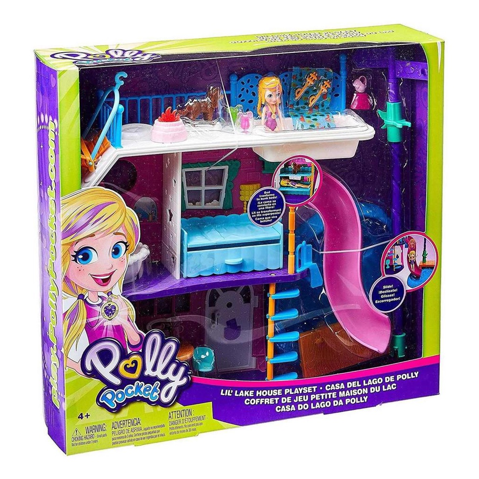 Polly Pocket E Mini Boneca Casa Do Lago Da Polly Mattel | Shopee Brasil