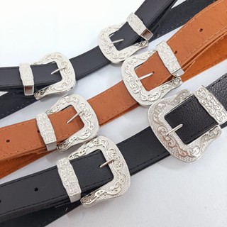 Cinto Feminino Fino 3cm Country Com 2 Fivelas e Ponteiras Prata - Yara