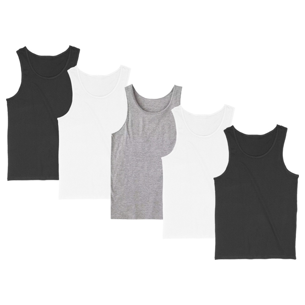 Kit 5 Regatas Masculina Camiseta Lisa Básica Algodão