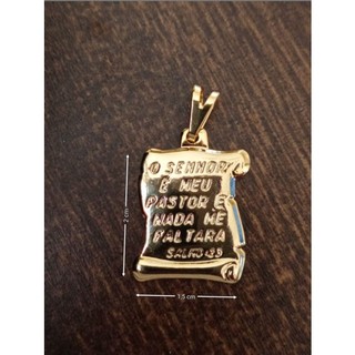 Pingente Masculino Salmo 23 Religioso ( O Senhor é Meu Pastor) Banhado A Ouro 18k