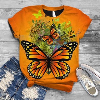 Camisetas Femininas Moda 3d Borboleta Estampa Camiseta Para Senhoras Casual Streetwear