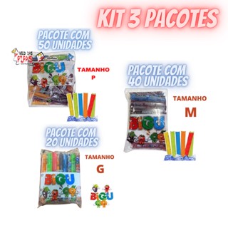 Kit 3 Pacotes P M G Geladinho Gelado Sacolé Chup-chup Americano Bigu