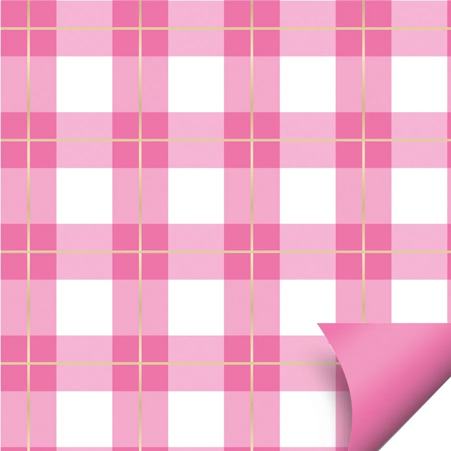 Folha para Ovos de Páscoa Pascoa Double Face Quadri Rosa 69X89 cm - 5 unidades - Cromus Páscoa - Rizzo Distribuidora