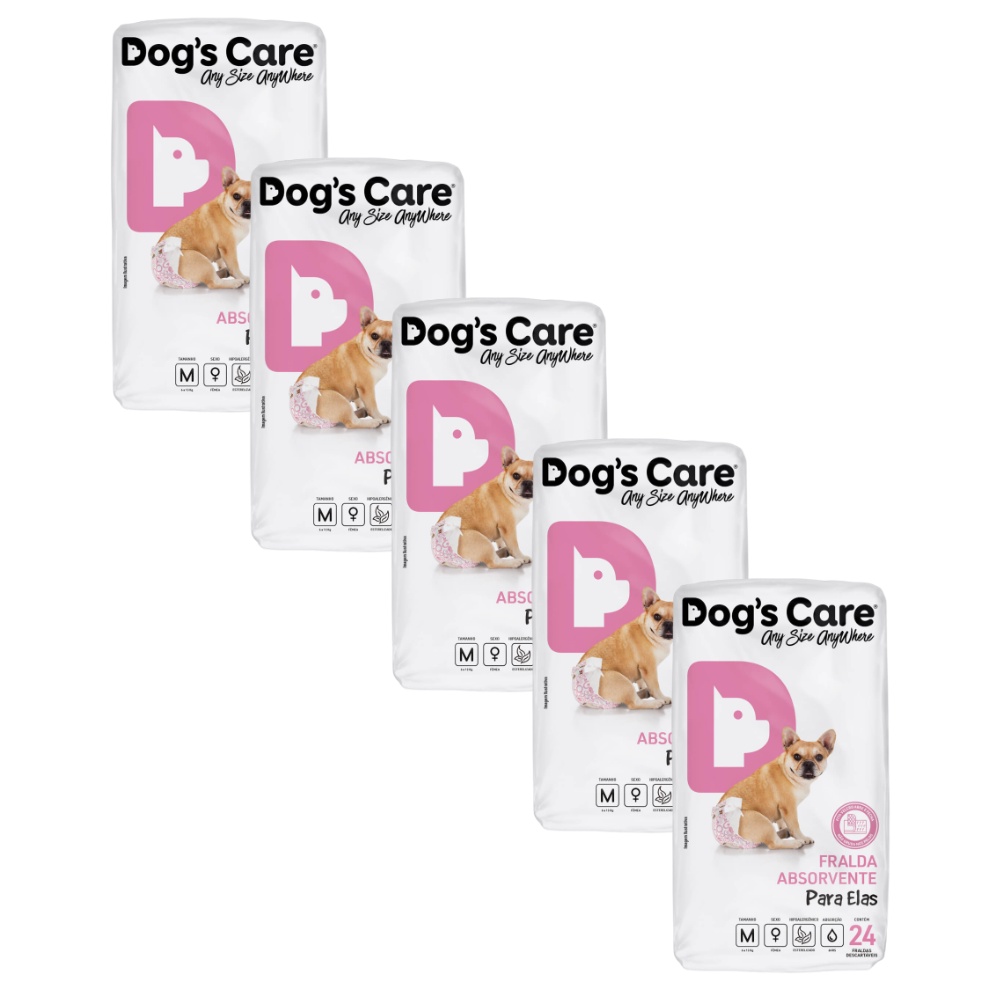 Kit Fralda Higiênica Pet Cães Fêmea Dogs Care Tam M 120 Un