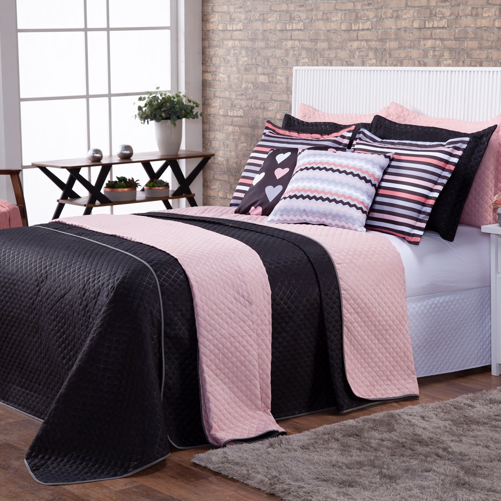 Kit Cobre Leito Sophia Dupla Face c/ Almofada Para decoração Solteiro 05 Peças em Oferta na Shopee