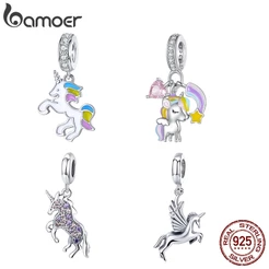Bamoer Prata Esterlina 925 Unicórnio Moda Diy Acessórios Presente Para Pulseira