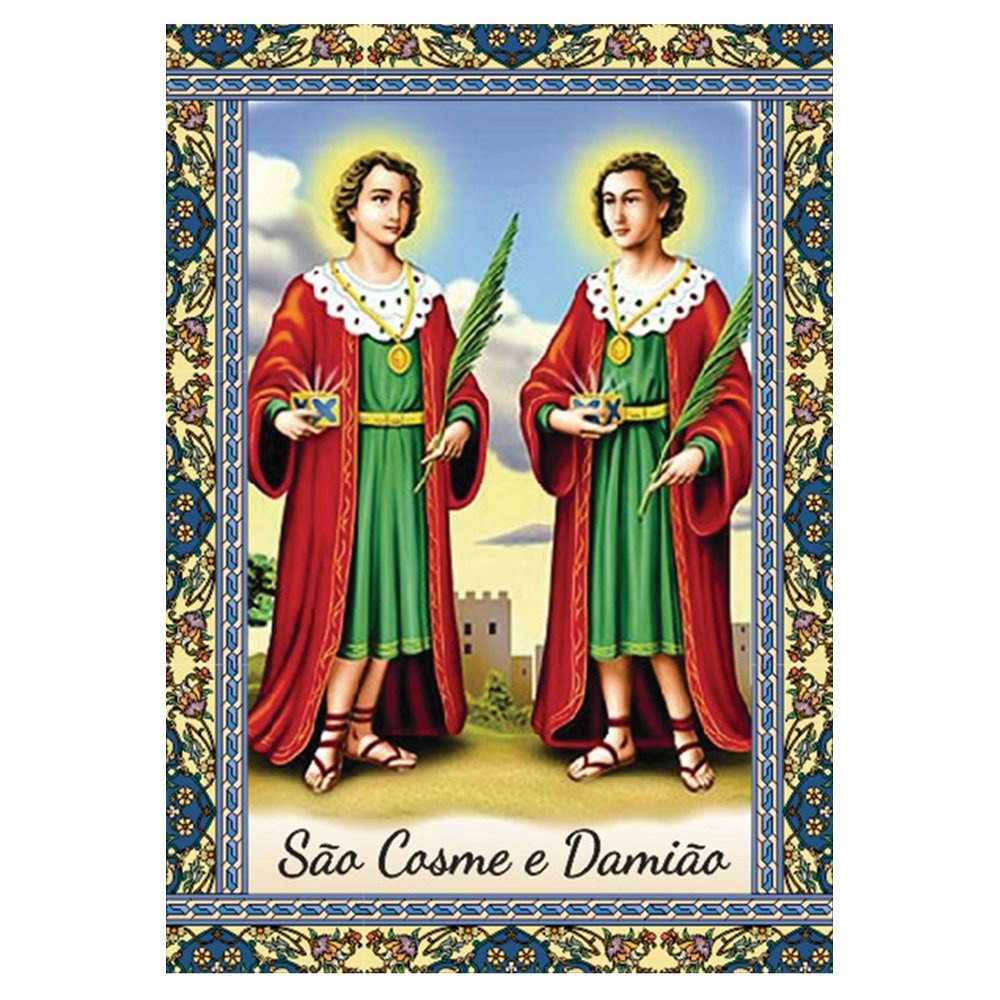 1.000 Santinho São Cosme e Damião Milheiro (oração no verso) - 7x10 cm