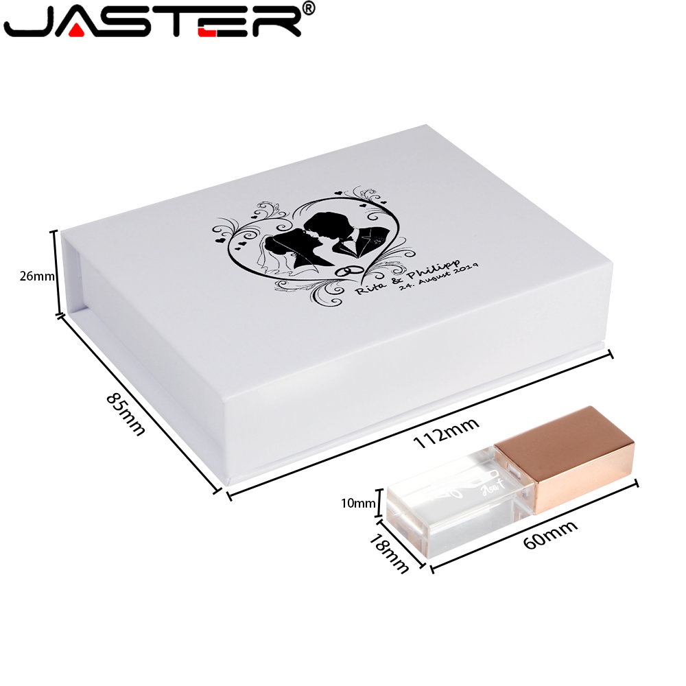 JASTER Free LogoCrystal + Caixa USB 2.0 Flash Drive 128 Mb Fotografia Construção Memory Stick 4 Gb Caneta Para Presente