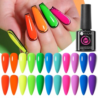 UR Açúcar 7ml Gel De Neon Esmalte Laranja Azul Roxo Glitter Embebido Unhas De Manicure