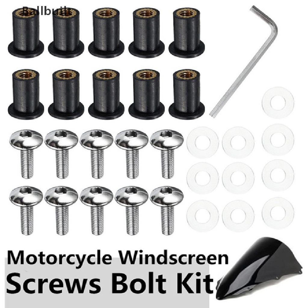 [BLU] 10PCS Motocicleta Pára-Brisas Kit De Parafusos De Carenagem De M5 15mm GH
