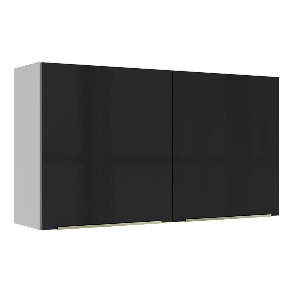 Armário Aéreo Madesa Lux 120 cm 2 Portas - Branco/Preto